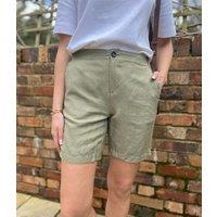 Olive Linen Blend Shorts Size 8