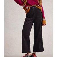 Grey Tia Cord Wide Leg Crop Trousers Size 12R