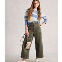 Green Tia Cord Wide Leg Crop Trousers Size 12R