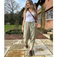 Green Cropped Barrel Tencel Trousers Size 14L