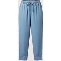 Blue Cropped Barrel Tencel Trousers Size 8S