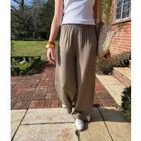 Khaki Wide Leg Palazzo Trousers Size 12R