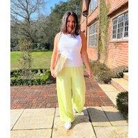 Lime Green Wide Leg Palazzo Trousers Size 14R