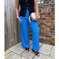 Blue Designer Wide Leg Trousers Size 10