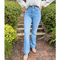 Light Denim Crease Front Slim Flare Jeans Size 8S