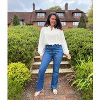 Mid Denim Crease Front Slim Flare Jeans Size 14R