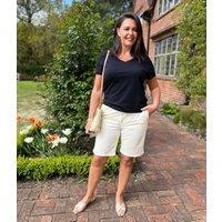 Ivory High Waisted Chino Shorts Size 8