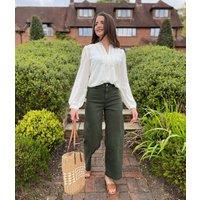 Dark Green Wide Leg Ankle Grazer Jeans Size 10L