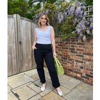 Black Cotton Straight Leg Trousers Size 18R