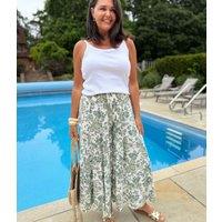 Khaki Print Culotte Trousers Size One Size