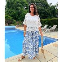 Blue Print Culotte Trousers Size One Size
