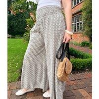Mocha Mandala Wide Leg Palazzo Trousers Size One Size