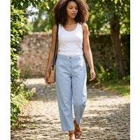 Blue Linen Blend Trousers Size 20R