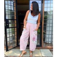Blush Floral Cotton Barrel Leg Trousers