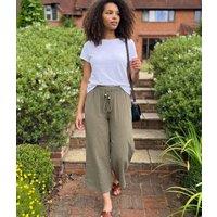 Khaki Pure Cotton Wide Leg Culottes Size 10R
