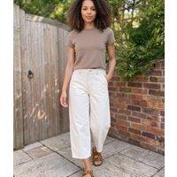 Ecru Barrel Leg Cropped Jean Size 18R