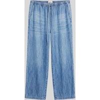 Light Wash Cotton Rich Drawstring Wide Leg Trousers Size 12S