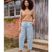 Blue Pure Cotton Relaxed Barrel Leg Trousers Size 12R