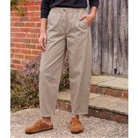 Mocha Pure Cotton Relaxed Barrel Leg Trousers Size 14R