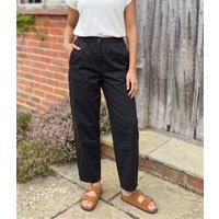 Black Pure Cotton Relaxed Barrel Leg Trousers Size 8L