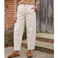 Cream Pure Cotton Relaxed Barrel Leg Trousers Size 10R