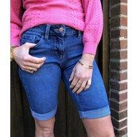 Blue Denim Knee Length Shorts Size 6P