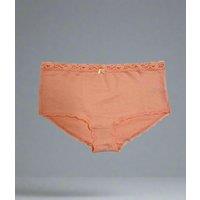 Peach Lace Trim Midi Briefs Size 10