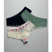 3 Multipack Lace Trim Midi Briefs Size 26