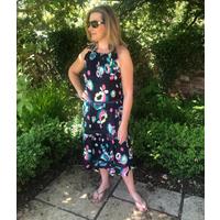 Navy Cotton Woven Tassel Summer Dress Size 6