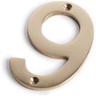 Polished Brass Numeral - Screw Fixing - 100mm - 9