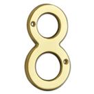 Polished Brass Numeral - Screw Fixing - 75mm - 8