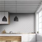 Metro Mid Grey Bevelled Ceramic Wall Tile 100 x 200mm