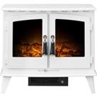 Adam Woodhouse Electric Stove with Realistic Log Bed & LED Flame Effect Flat to Wall Fitting - W