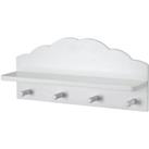 Kids Cloud Floating Shelf with Hooks - White