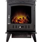 Adam Aviemore Electric Stove with Realistic Log Bed & LED Flame Effect Flat to Wall Fitting - Bl