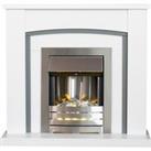 Adam Chilton Fireplace Surround & Helios Electric Fire with Flat to Wall Fitting - White, Grey &