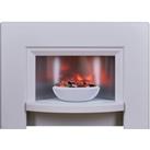 Suncrest Stockeld Electric Fire Suite with Smart Remote & Flat to Wall Fitting - White & Bru