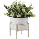 Potted Plant - White with Gold Legs