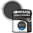 Homebase Tough & Durable Matt Paint Zebra Black - 2.5L