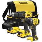 STANLEY FATMAX V20 18V Cordless Combi Drill and Impact Driver Kit with Soft Bag (SFMCK465D2S-GB)