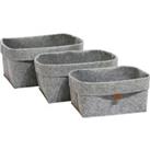 Set of 3 Grey Oval Felt Baskets