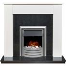 Adam Buxton Fireplace Surround & Lynx Electric Fire with Flat to Wall Fitting - White & Blac