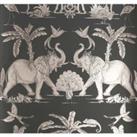 Elephants Charcoal Pale Gold Wallpaper