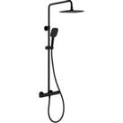 Hunsdon Thermostatic Valve, Square Overhead and Hand Shower Black