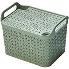 Medium Urban Storage Basket with Lid - Green