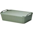 Shallow Urban Storage Basket with Lid - Green