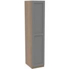 House Beautiful Realm Single Wardrobe, Oak Effect Carcass - Grey Shaker Door (W) 450mm x (H) 2196mm
