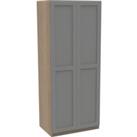 House Beautiful Realm Double Wardrobe, Oak Effect Carcass - Grey Shaker Doors (W) 900mm x (H) 2196mm