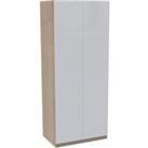 House Beautiful Honest Double Wardrobe, Oak Effect Carcass - Gloss White Slab Door (W) 900mm x (H) 2