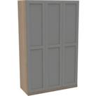 House Beautiful Realm Triple Wardrobe, Oak Effect Carcass - Grey Shaker Doors (W) 1350mm x (H) 2196m